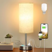 Nachttischlampe Touch Dimmbar, Tischlampe mit Ladefunktion