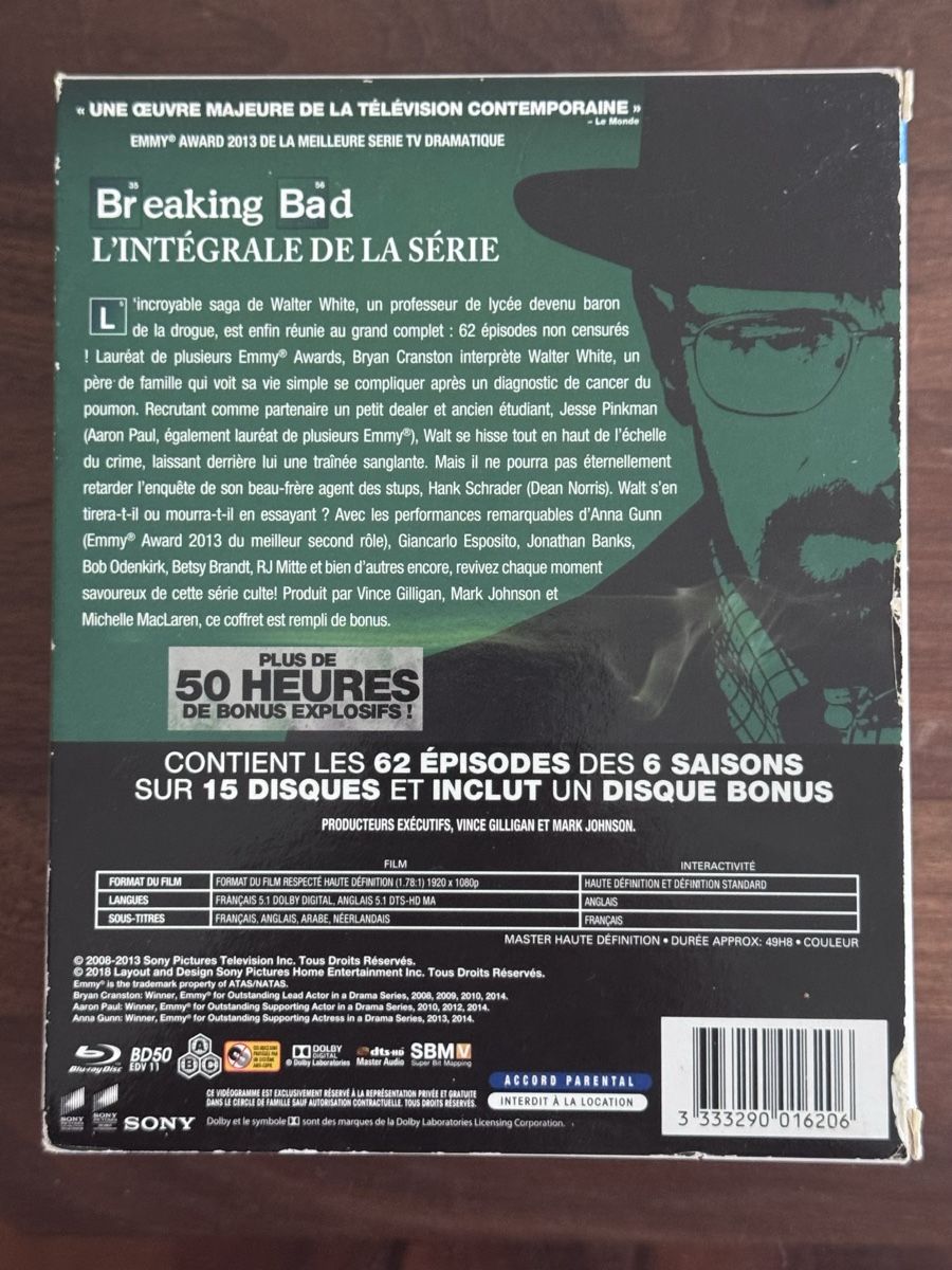 Tutti i DVDs: Intégrale Breaking Bad Saisons 1-6 + bonus Blu-Ray – Usato da Grand-Lancy venduto da cyr_n5ky 1