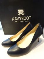 NEW NAVYBOOT LEATHER CITY PUMPS SIZE 41 NAVYBLUE 6cm