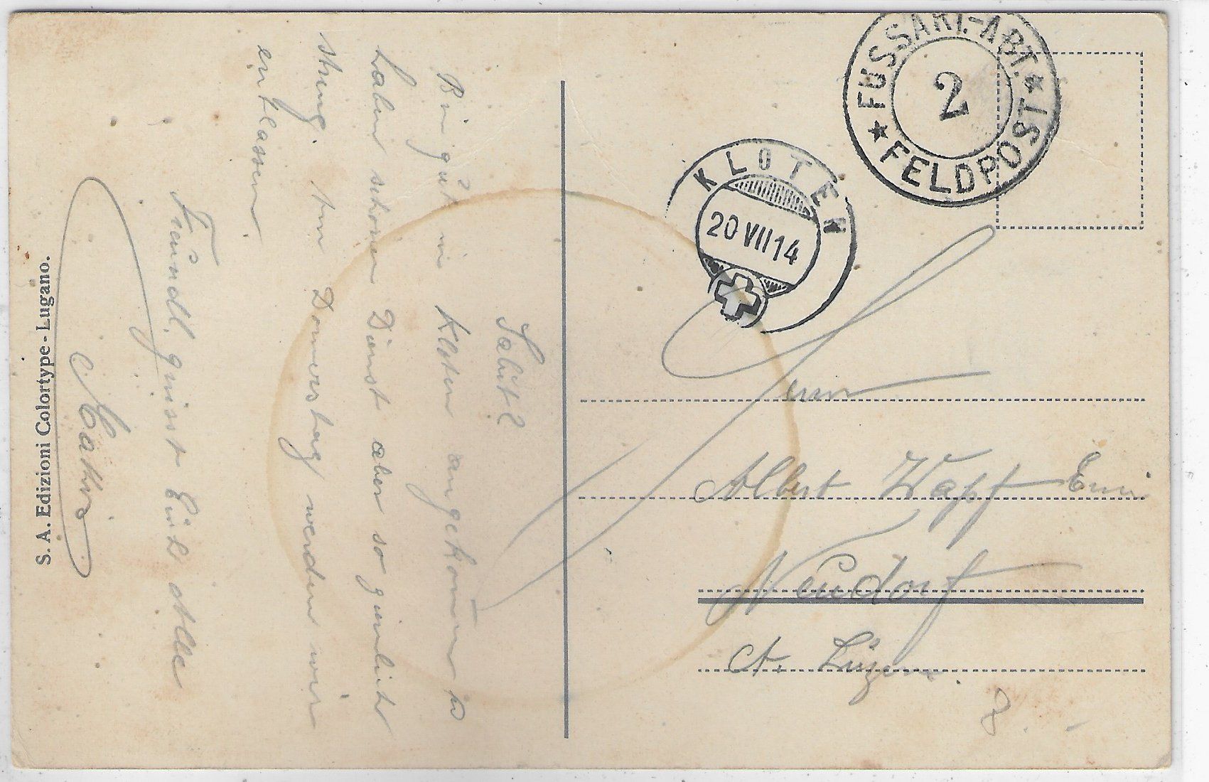 Ansichtskarten: Kloten - Artillerie-Kaserne - Litho – Gebraucht aus Ettingen von Kartenplanet 1