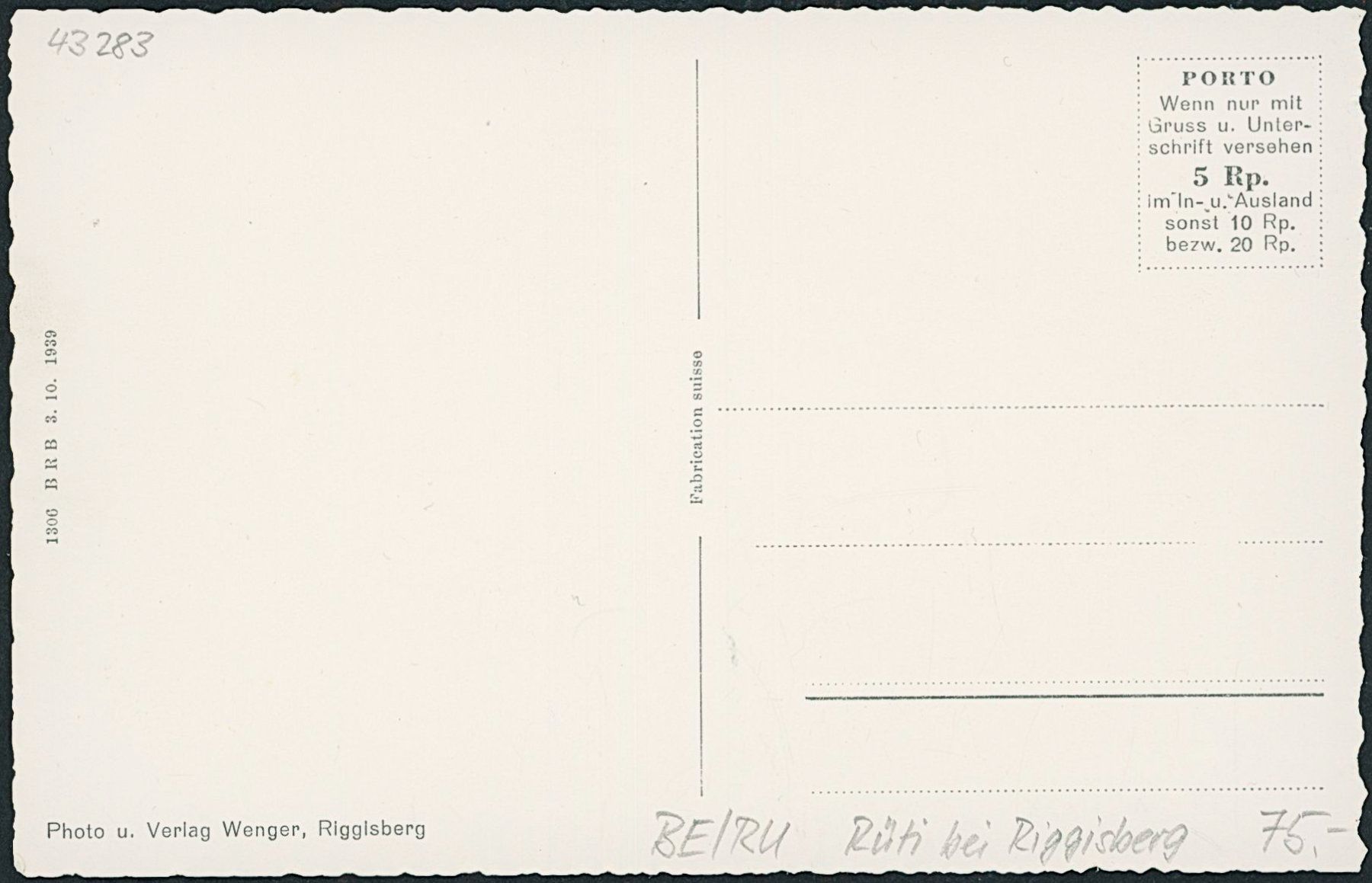 Cartoline postali: BE Rüti bei Riggisberg – Nuovo (secondo la descrizione) da Schindellegi venduto da masutka7 1