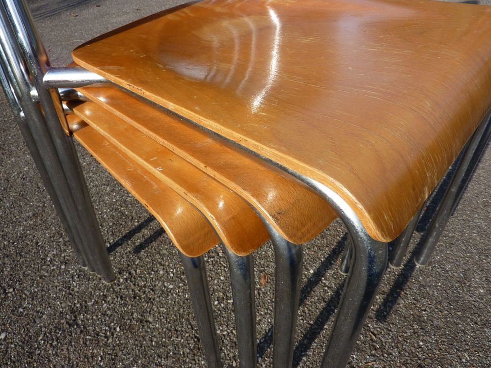 4 Stühle Holzstühle Stapelstühle Seminarstühle stapelbar 5