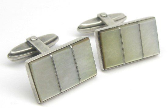 Gemelli: Vintage Manschettenknöpfe Silber 835 Perlmutt – Usato da Ermatingen venduto da Decovin