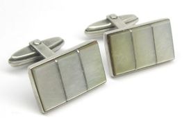 Vintage Manschettenknöpfe Silber 835 Perlmutt
