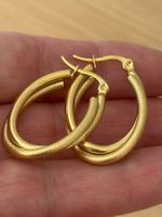 Luxus Elegante Creolen Edelstahl Ohrstecker Farbe Gold
