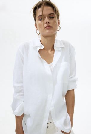 Leinenhemd Bluse weiss 