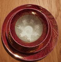 Rieber Bavaria 3er Kaffeeset rot gold, Vintage
