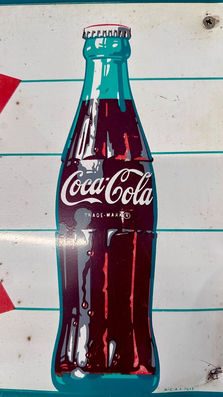 Coca-Cola Insegne: Coca Cola Schild USA 1960 Fishtail – Usato da Muttenz venduto da topi68 1