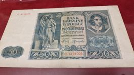Seltene 50 Zloty Banknote von 1941 - Top Zustand!