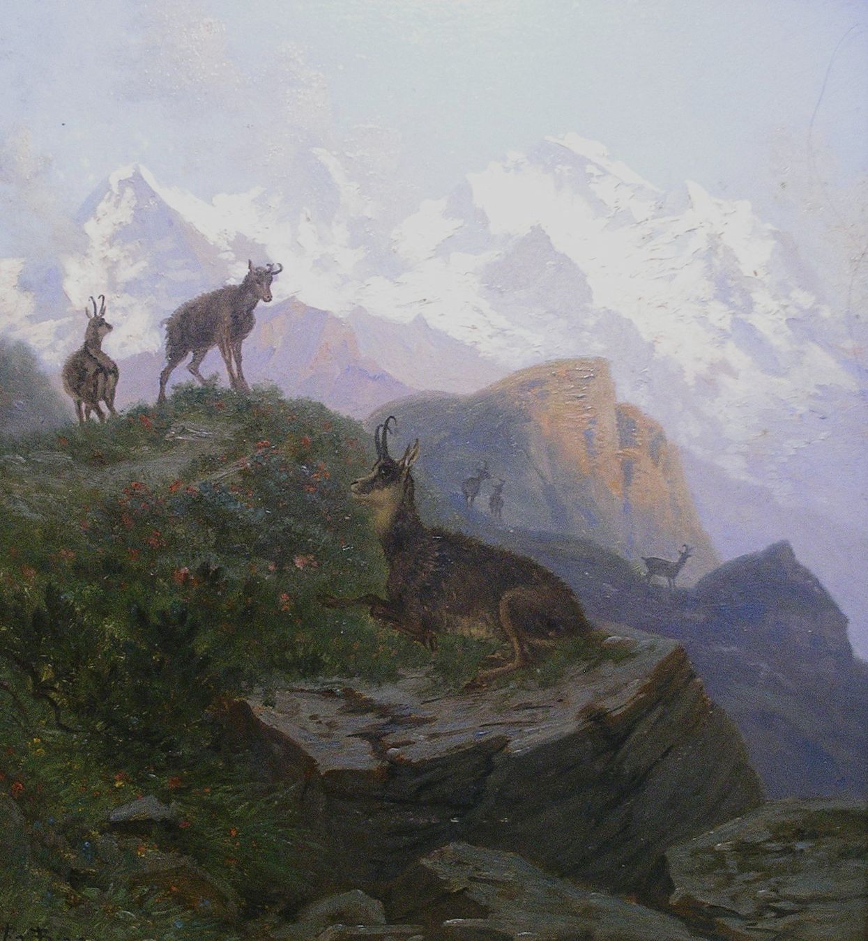 Dipinti: Eduard BÜHLER Brienz, Eiger Mönch & Jungfrau – Usato da Oberhofen am Thunersee venduto da luuping99
