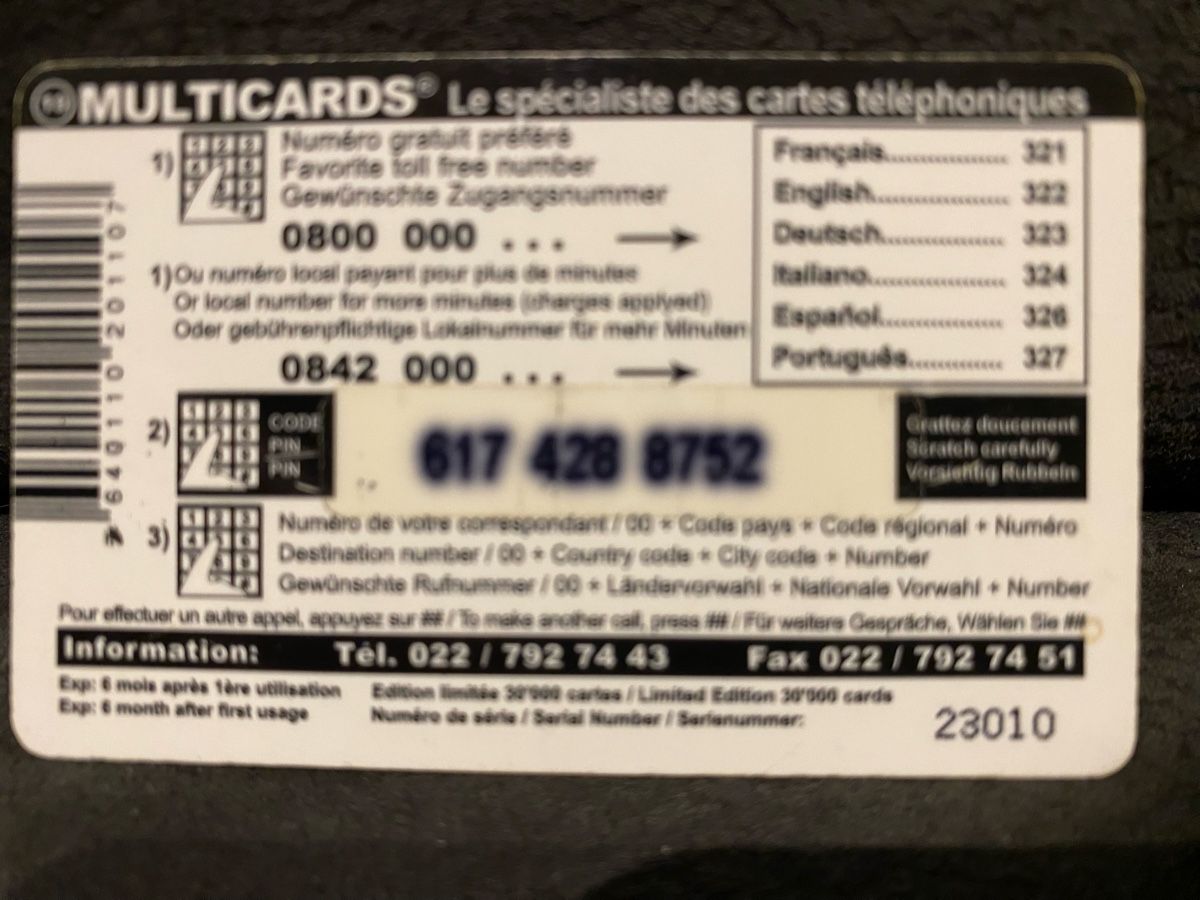 Telefon- & Taxkarten: Carte – Gebraucht aus Lausanne von babacard10 1