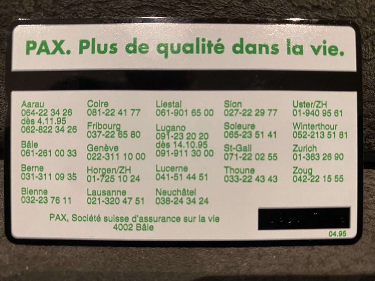 Schede telefoniche: P-taxcard – Usato da Lausanne venduto da babacard10 1