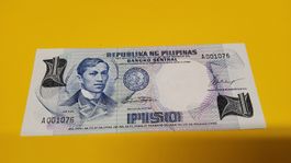 Philippinische 1 Peso Banknote, Rarität,