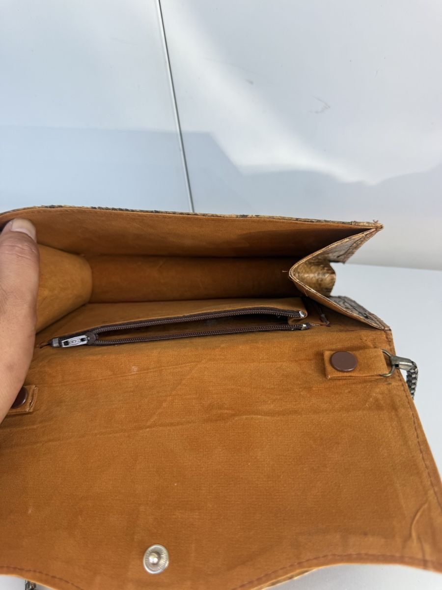 Sacs femmes: Clutch bag python leather vintage chain strap brown – D'occasion à Liebefeld par Khampa 5