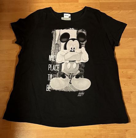 Schwarzes Kult T-Shirt mit Mickey Maus, XL
