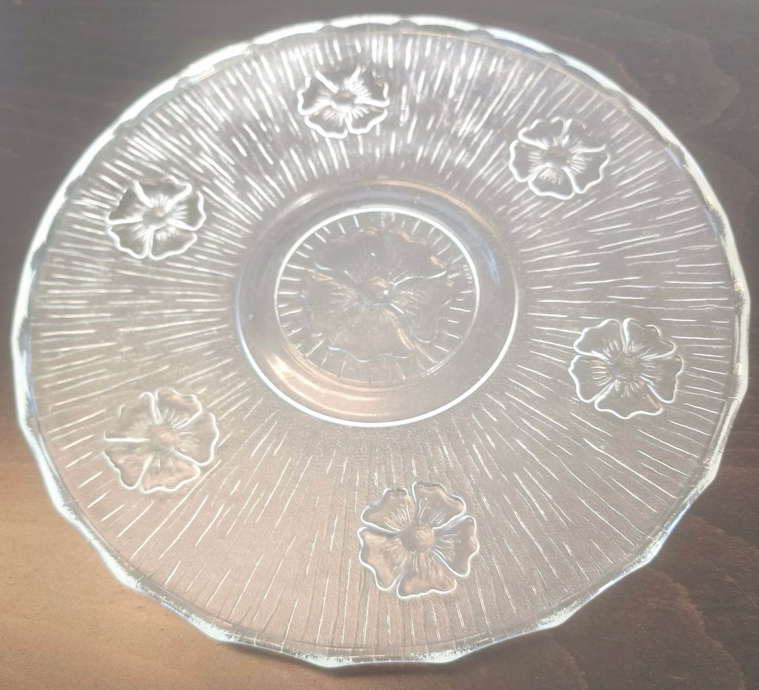 Piatti: Glas Teller mit Blumenmuster, Vintage, Durchmesser 30cm – Usato da St. Gallen venduto da Arti24 1