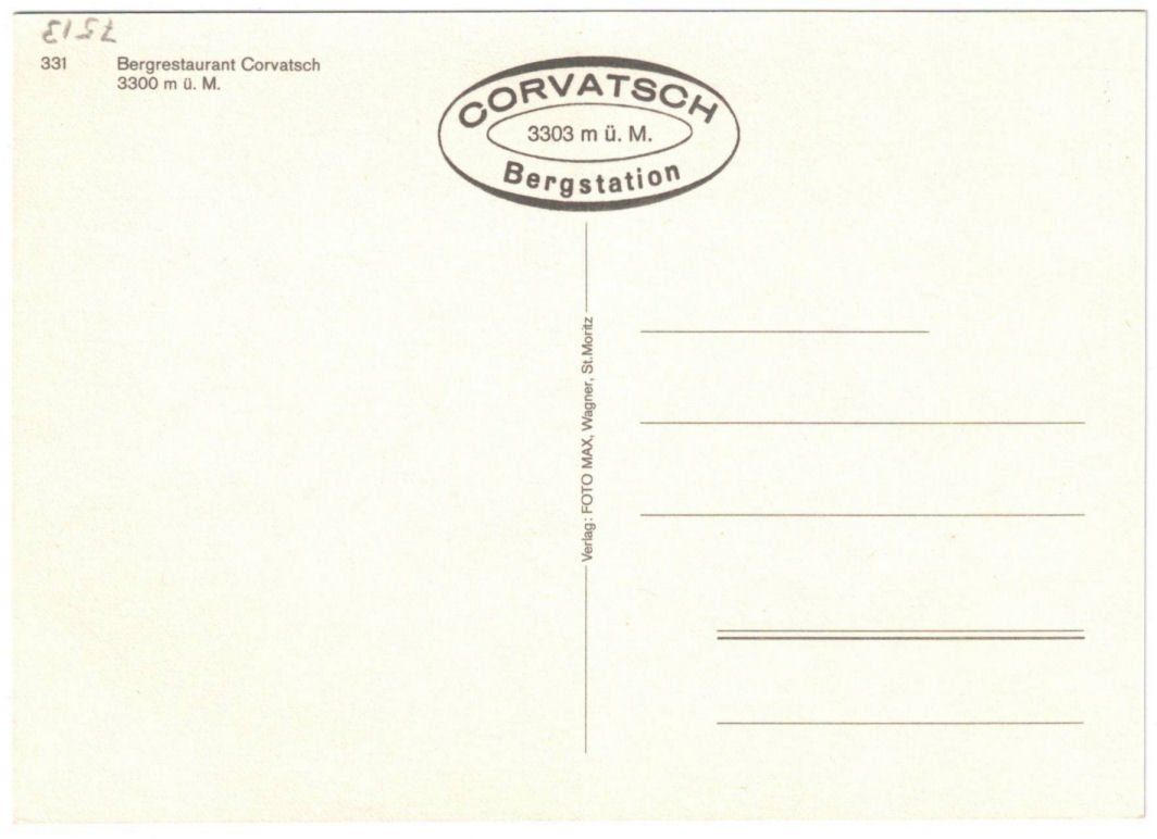Cartoline postali: Silvaplana - Corvatsch Gipfel – Usato da Binningen venduto da Mountainrider 1
