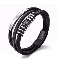 ARMBAND HERREN LEDER EDELSTAHL MAGNETVERSCHLUSS