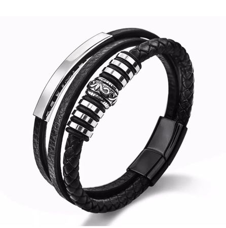 ARMBAND HERREN LEDER EDELSTAHL MAGNETVERSCHLUSS