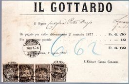 IL GOTTARDO PAGAMENTO ABBONAMENTO 4X3 C. BELLINZ. 1877 -F557