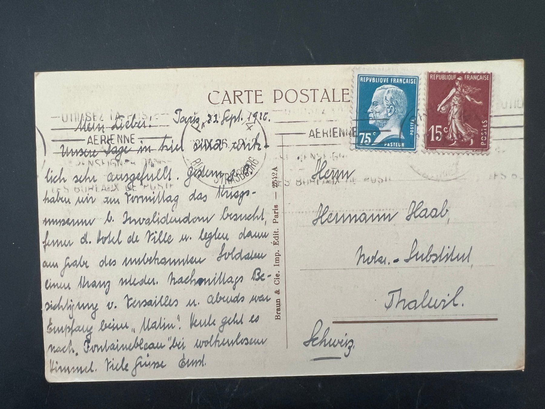 Cartoline postali: AK  1920 Versailles    (G480) – Usato da Hinwil venduto da Sidi4 1
