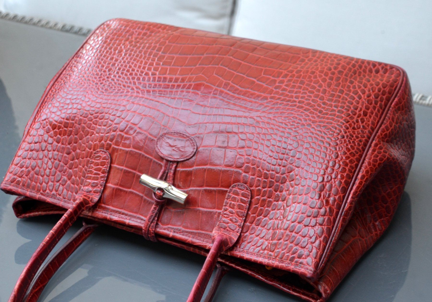 Longchamp Borse da donna: Longchamp Croco-Embossed Roseau Tasche / sac – Usato da Collonges venduto da Auganien 4