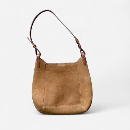 Genuine Suede Leather Shoulder Bag Camel | Minimalist Bag