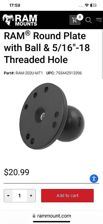 Supporti a parete: RAM mount Round Base mit 5/16"-18 Innengewinde – Nuovo e nell'imballaggio originale da Eglisau venduto da retep1973 1