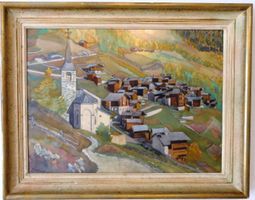 Jean Pierre Louis Morier Aquarell Dorf Landschaft