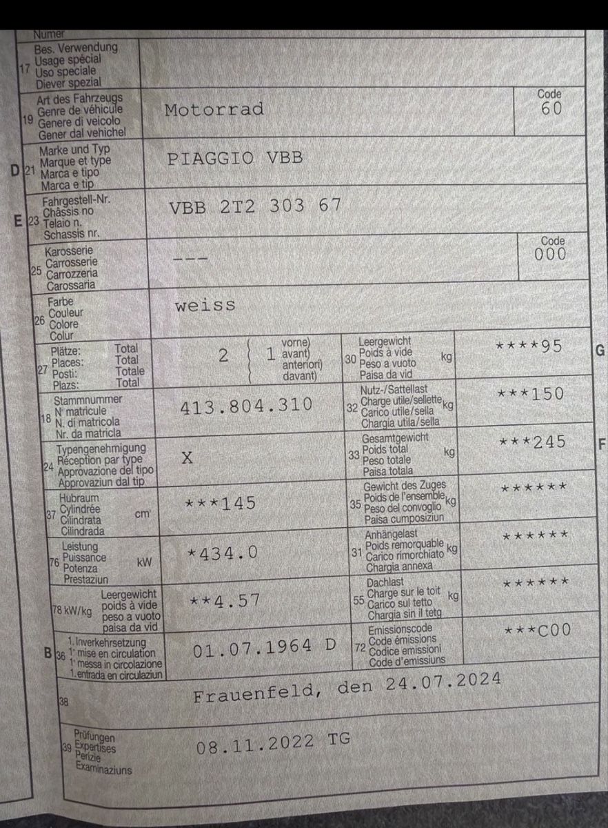 Piaggio Altro: Oldtimer Vespa 150 – Usato da Oberriet SG venduto da Justizia1957 7