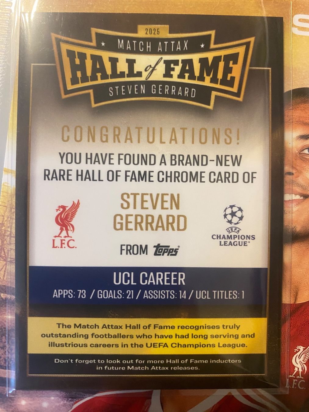 Topps Match Attax 25/26 Hall of Fame Steven Gerrard (Neu (gemäss