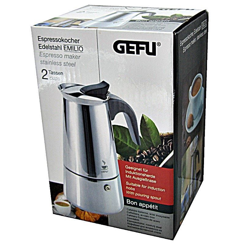 Kaffeemaschinen & Espressomaschinen: Kaffeekocher Emilio ,2 Tassen ,Edelstahl – Neu und originalverpackt aus Wettingen von kochshop 2