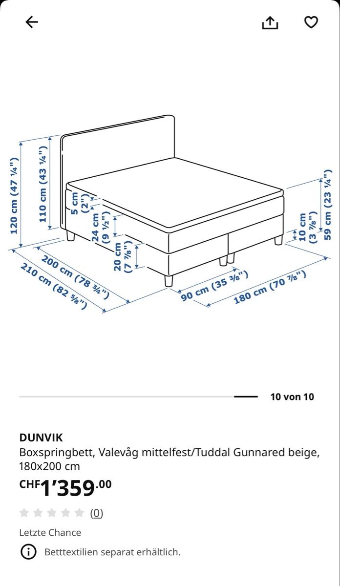 Betten: IKEA Boxspringbett | Dunvik 180x200 inkl. Matratze & Topper – Gebraucht aus Jona von siin.aa 4