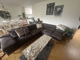 Premium Living Ecksofa dunkelgrau mit Bettfunktion