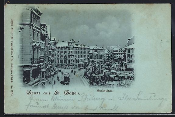Ansichtskarten: Mondschein-AK St. Gallen, Marktplatz im  – Gebraucht aus Berlin von bartko-reher