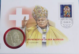Münzbrief Papstbesuch in der Schweiz 5. - 6. Juni 2004
