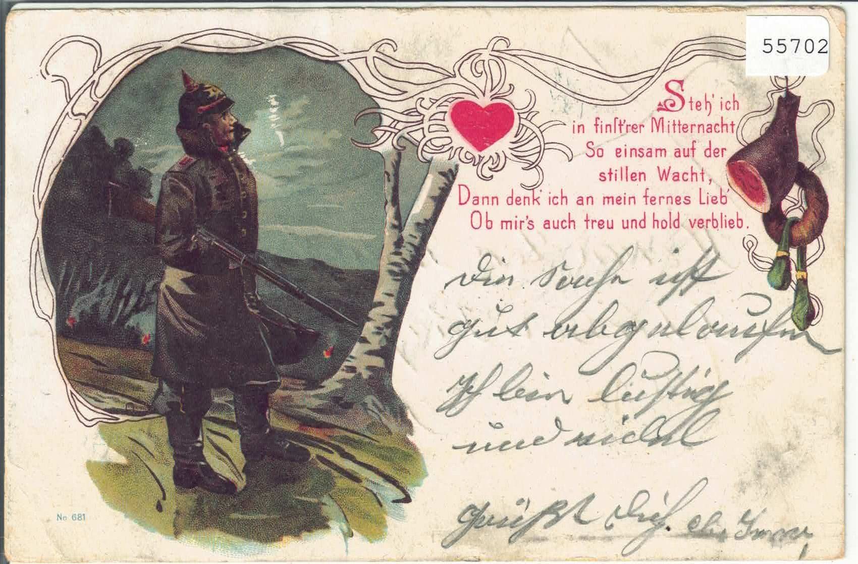 Cartoline postali: Soldat auf der Wacht - Litho – Usato da Ettingen venduto da Kartenplanet