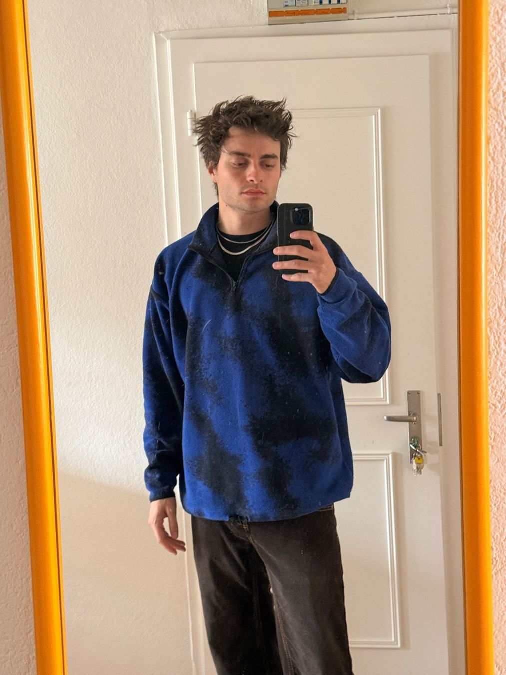 Giacche: Fuzzy Halfzip Jacke Blau und Schwarz – Usato da Zürich venduto da Basilou98
