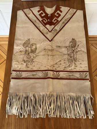 Indianer Gewand. Wildleder Poncho / Cape mit Fransen 🔝Stück