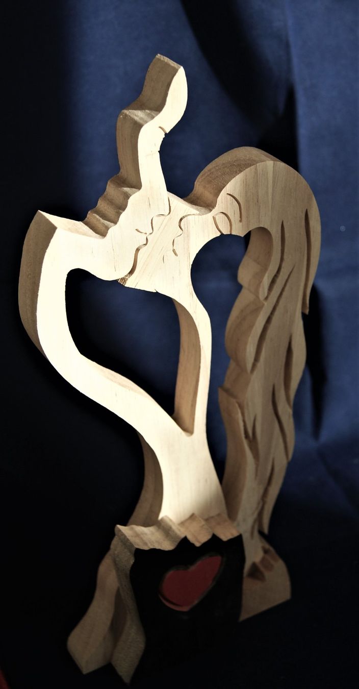Sculptures & Statues: HOLZ-HERZ-DESKTOP-SKULPTUR – Neuf avec emballage d'origine à Stadel par Wald100 6
