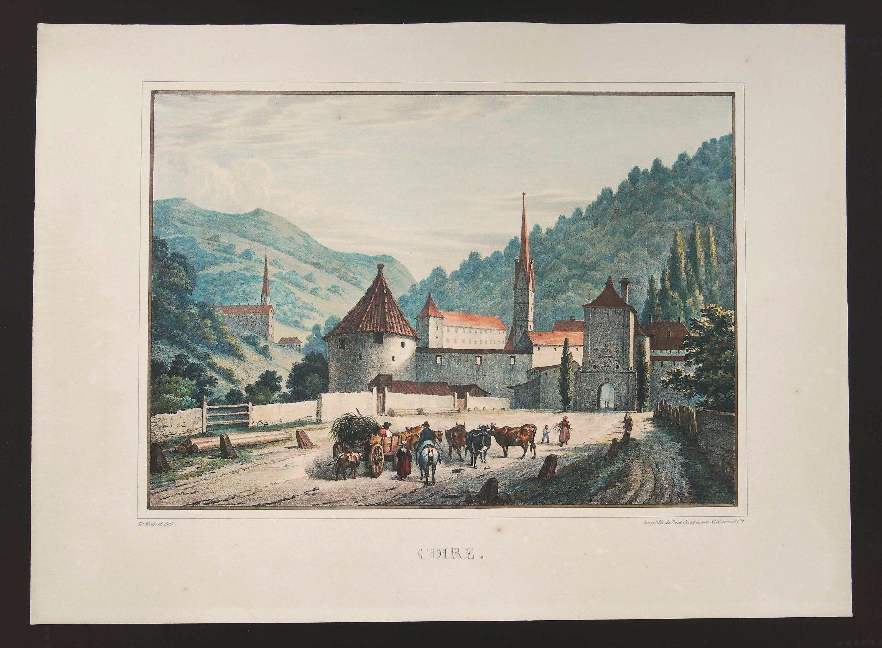 Gravures: Chur Lithographie von Pingret 1827 – D'occasion à Rafz par Helvet32
