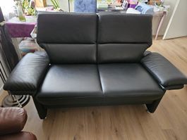 Zweisitzer Sofa Leder schwarz verstellbar guter Zustand