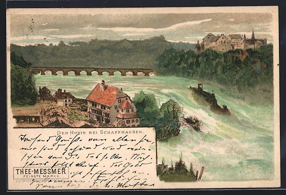 Cartoline postali: Litho Schaffhausen, Rheinfall, Brücke,  – Usato da Berlin venduto da bartko-reher
