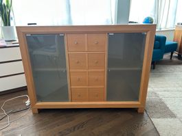 Sideboard Holz hell mit Glastüren