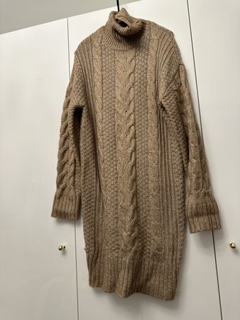 Gemütliches Strickkleid, Gr. XS, Rollkragen, beige, Winterkl