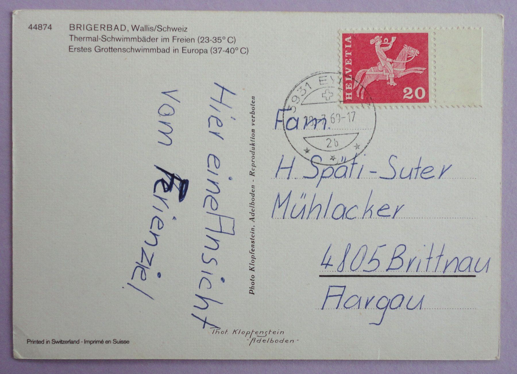 Cartoline postali: Brigerbad, Thermal-Schwimmbäder – Usato da Fétigny venduto da Billy2miny 1