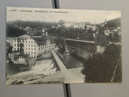 Alte PK / Lichtensteig - Stadtbrücke und Thurschleusen 1916