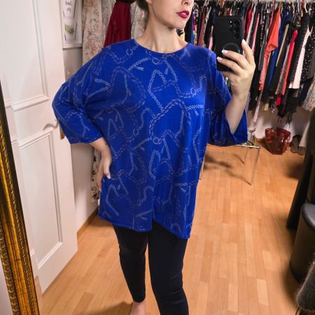 Blaues Shirt Gr.48/50 kettenmuster JUDITH WILLIAMS