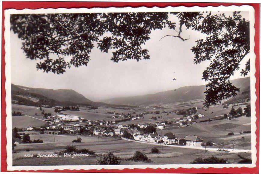 Cartoline postali: SONCEBOZ VUE GÉNÉRALE 1943 – Usato da Grüningen venduto da Kartenlaube