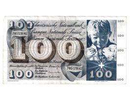 1x 100 Fr. CH Banknoten/Billet - 1970